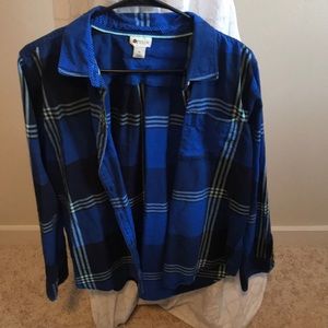 Blue and Black Plaid Button Up